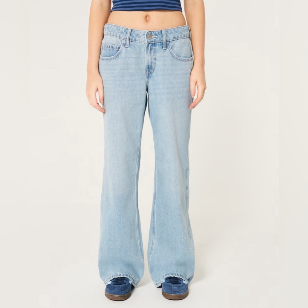NWT Hollister Low Rise Medium Wash Baggy Jeans Sz 23L
